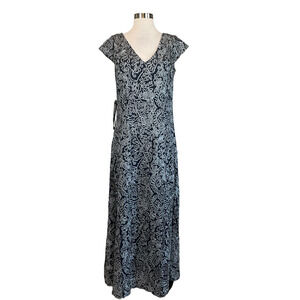 JS Collections Embroidered Lace Short Sleeve Evening Gown Blue Size 6 Dress